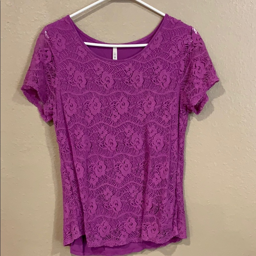 Leo Nichole Purple Lace Top L